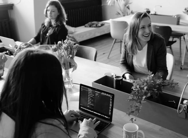 Team collaborating in an office environment